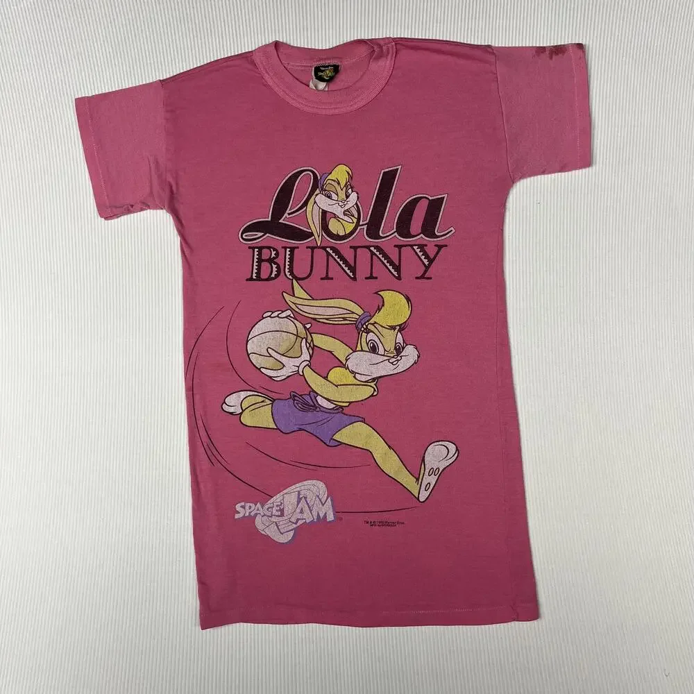 Vintage Warner Bros Lola Bunny Space Jam Sleepshirt Girls S Pink Graphic 90s